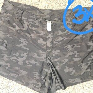 SPANX Sunshine 4" Black Camo Stretch pull-on shorts WOMEN size 3X UPF 50+